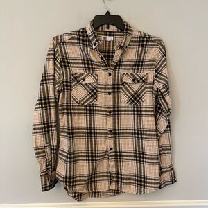 RSQ Tilly’s tan and black plaid flannel. M